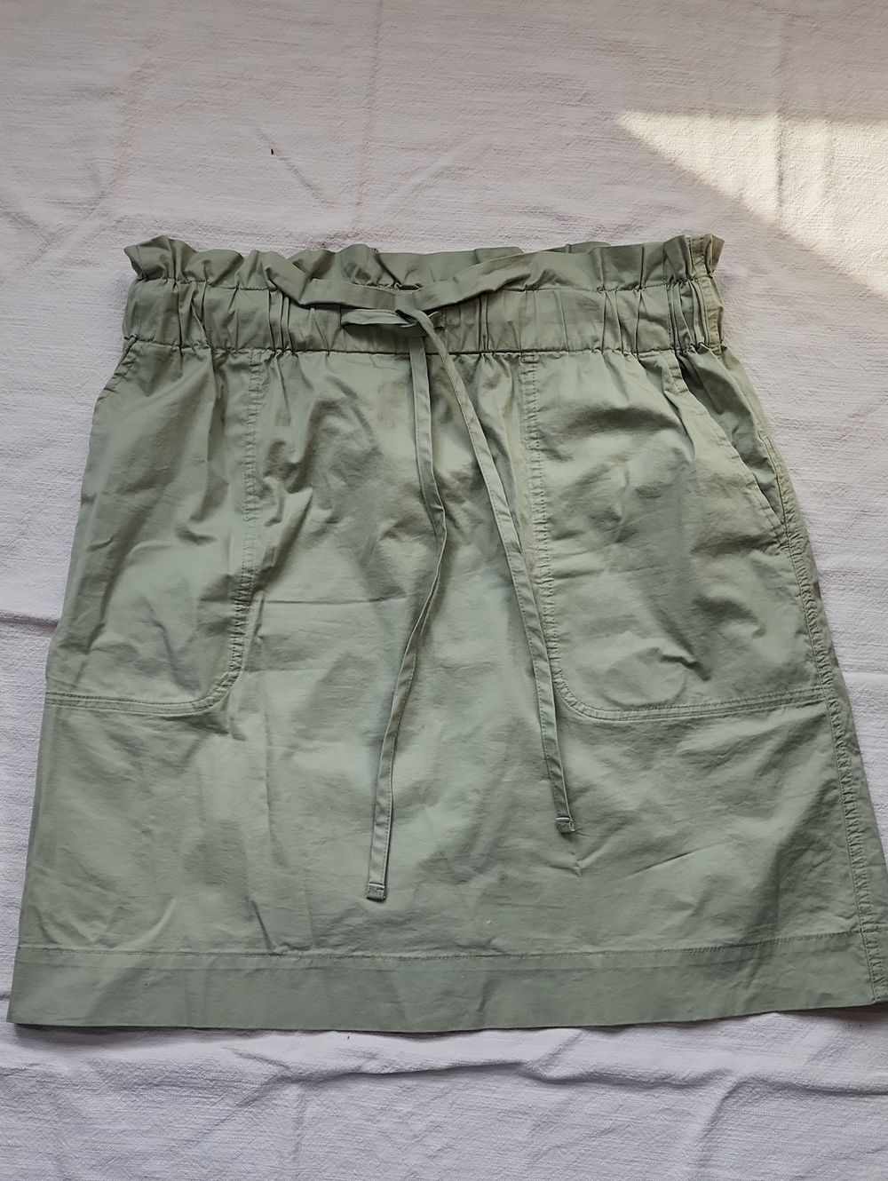 a new day Sage Green Paperbag Waist Mini Skirt with Front Pockets
